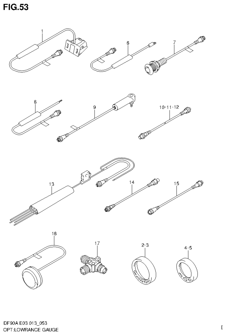 Suzuki DF80A, DF90A OPT:LOWRANCE GAUGE parts diagram